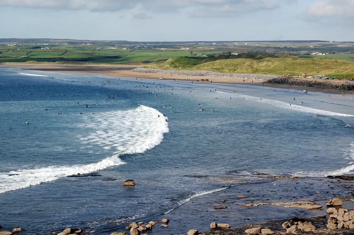 Lahinch strand and bay in County Clare, on the road from Dublin to Cliffs of Moher, Ireland